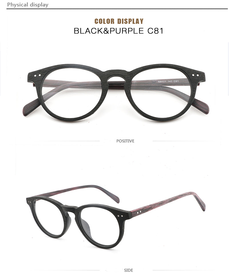 Hdcrafter Unisex Full Rim Round Wood Frame Eyeglasses Lhb030 Full Rim Hdcrafter Eyeglasses