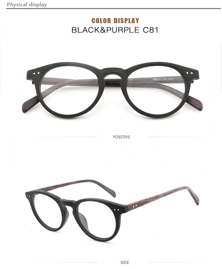 Hdcrafter Unisex Full Rim Round Wood Frame Eyeglasses Lhb030 Full Rim Hdcrafter Eyeglasses
