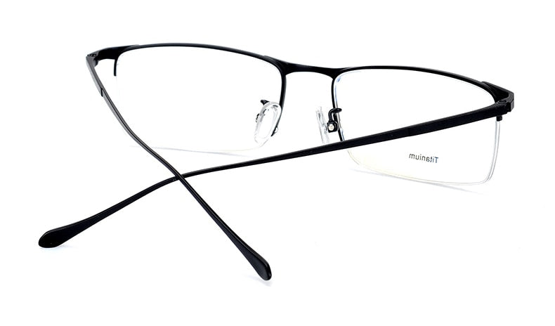 Hotony Men's Semi Rim Square Titanium Frame Eyeglasses S8803 Semi Rim Hotony