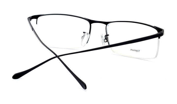 Hotony Men's Semi Rim Square Titanium Frame Eyeglasses S8803 Semi Rim Hotony