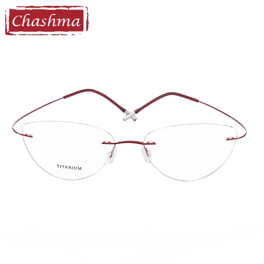 Chashma Ottica Unisex Rimless Triangle Cat Eye Tr 90 Titanium Eyeglasses 20003 Rimless Chashma Ottica