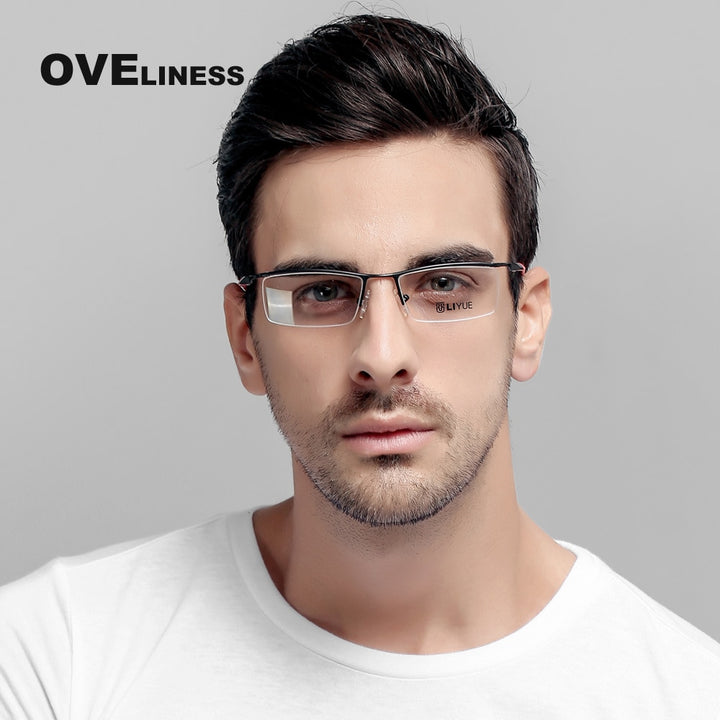Oveliness Men's Semi Rim Square Alloy Eyeglasses 8199 Semi Rim Oveliness