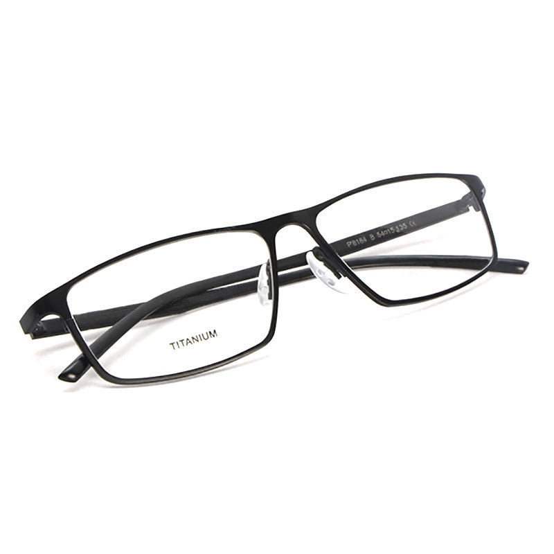 Reven Glasses Eyeglasses P8184 Titanium Business Men Eye Glasses Eyewear Spectacles Frame Reven Jate Black  