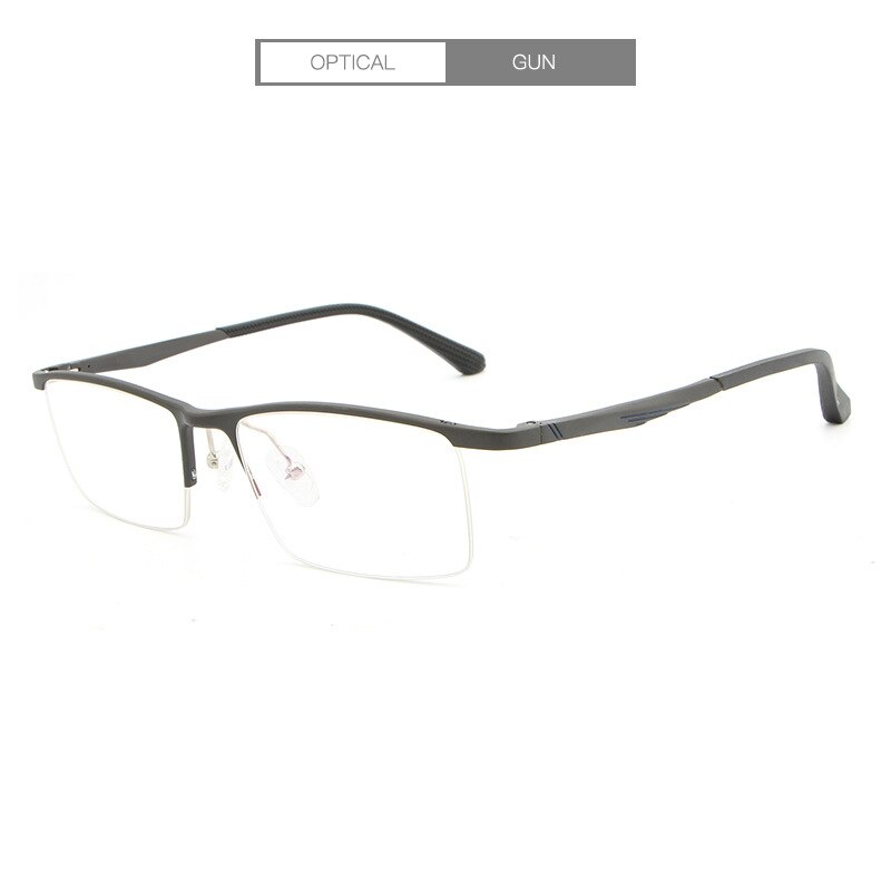 Hdcrafter Men's Semi Rim Rectangle Alloy Frame Eyeglasses Lp6236 Semi Rim Hdcrafter Eyeglasses Gun