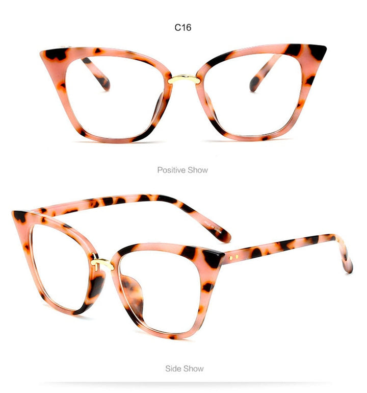 Hotony Women's Full Rim Acetate Cat Eye Frame Eyeglasses 97093 Full Rim Hotony