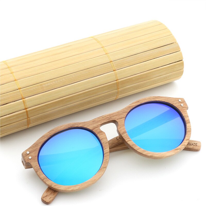 Hdcrafter Unisex Full Rim Round Bamboo Wood Frame Polarized Sunglasses Lw3016 Sunglasses HdCrafter Sunglasses