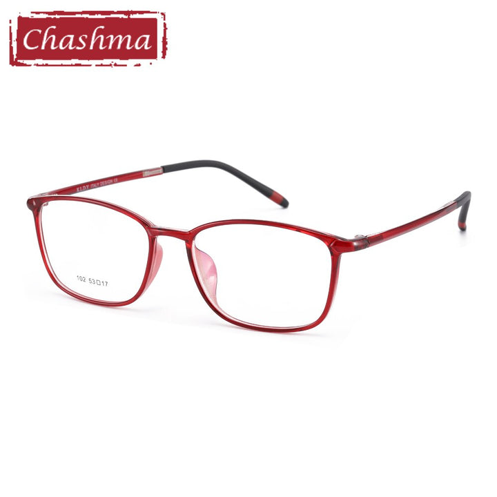 Chashma Ottica Unisex Full Rim Small Temple Round Square Tr 90 Titanium Eyeglasses 102 Full Rim Chashma Ottica Red