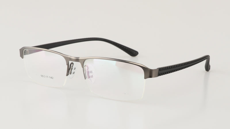 Hdcrafter Men's Semi Rim Rectangle Titanium Alloy Frame Photochromic Reading Glasses 9bs Reading Glasses Hdcrafter Eyeglasses