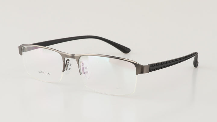 Hdcrafter Men's Semi Rim Rectangle Titanium Alloy Frame Photochromic Reading Glasses 9bs Reading Glasses Hdcrafter Eyeglasses