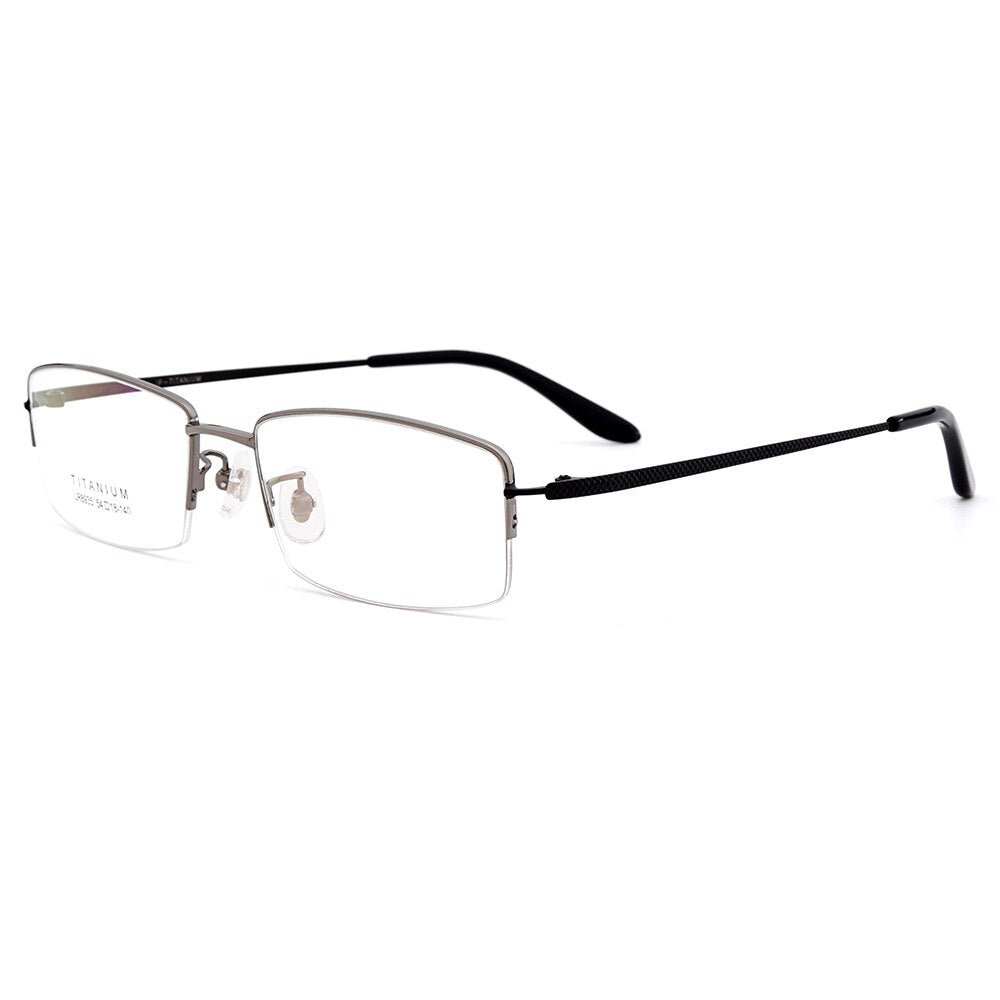 Gmei Men's Eyeglasses Ultralight 100% Pure Titanium Half Rim Lr8935 Semi Rim Gmei Optical