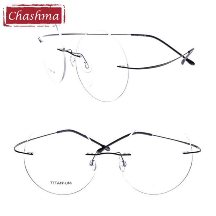 Chashma Ottica Unisex Rimless Round Titanium Eyeglasses 9613 Rimless Chashma Ottica