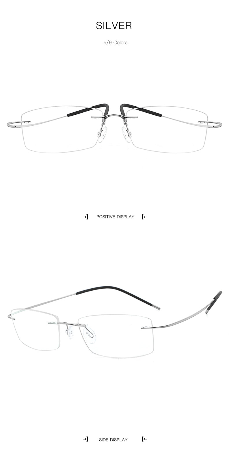 Hdcrafter Rimless Rectangle Titanium Frame Eyeglasses Unisex Rimless Hdcrafter Eyeglasses
