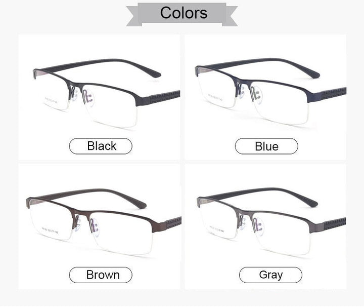 Reven Jate Men's Semi Rim Square Alloy Eyeglasses P9165 Semi Rim Reven Jate