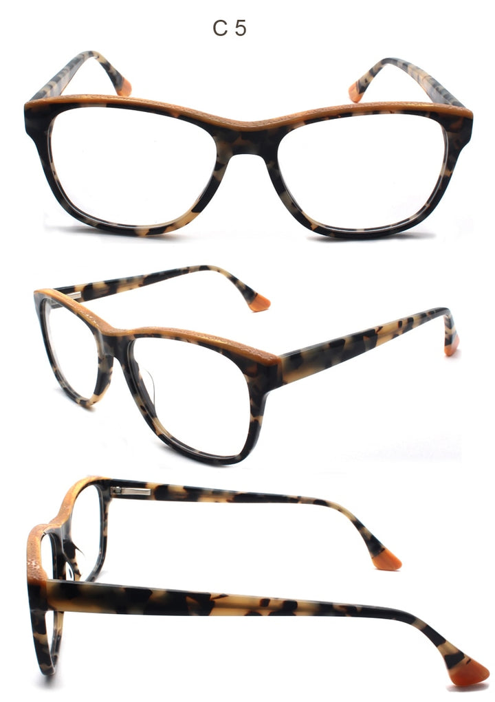 Reven Jate Unisex Full Rim Square Acetate Eyeglasses 8040 Full Rim Reven Jate