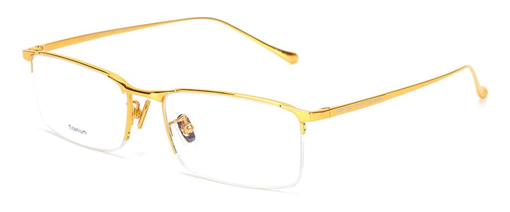 Hotony Men's Semi Rim Square Titanium Frame Eyeglasses S8803 Semi Rim Hotony