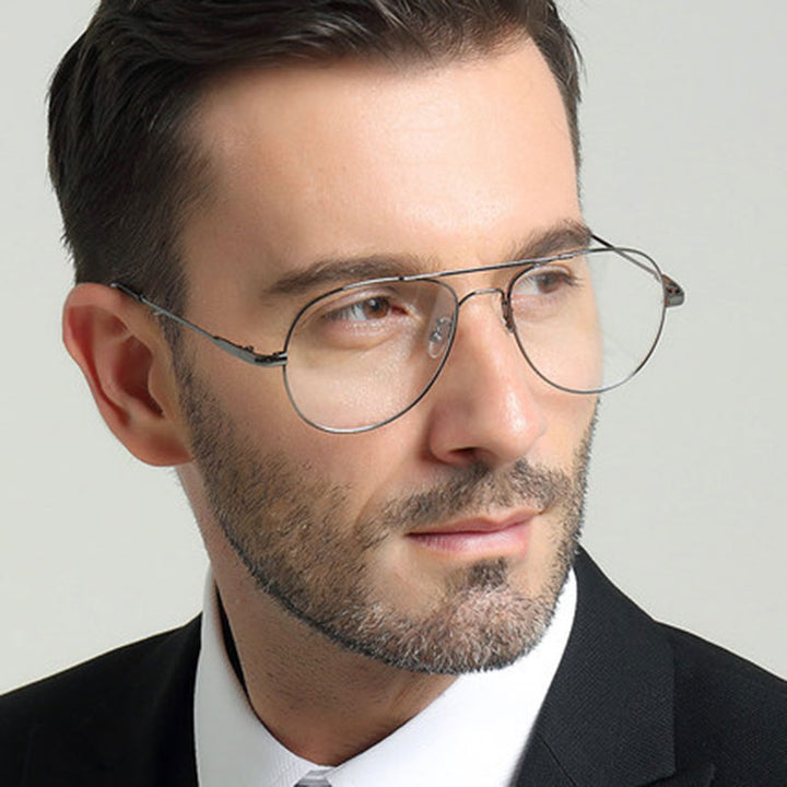 Reven Jate Unisex Full Rim Double Bridge Oval Alloy Titanium Eyeglasses 3028 Full Rim Reven Jate