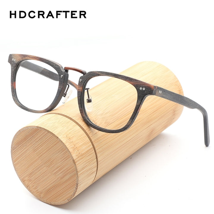Hdcrafter Unisex Full Rim Square Round Wood Frame Eyeglasses Lbh025 Full Rim Hdcrafter Eyeglasses