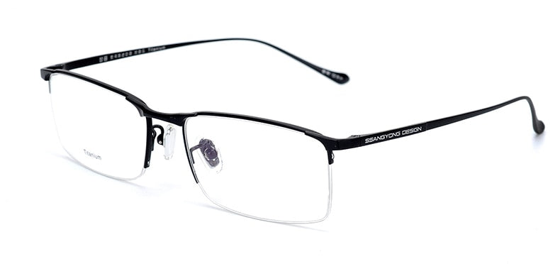 Hotony Men's Semi Rim Square Titanium Frame Eyeglasses S8803 Semi Rim Hotony