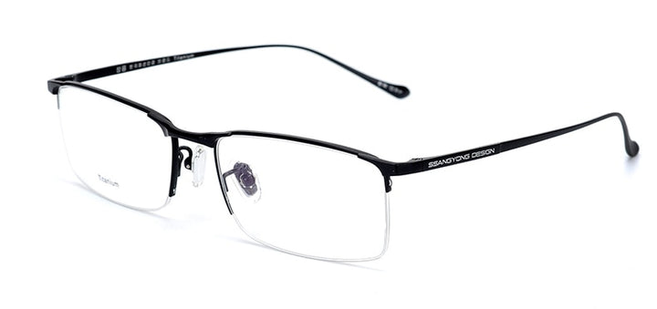 Hotony Men's Semi Rim Square Titanium Frame Eyeglasses S8803 Semi Rim Hotony