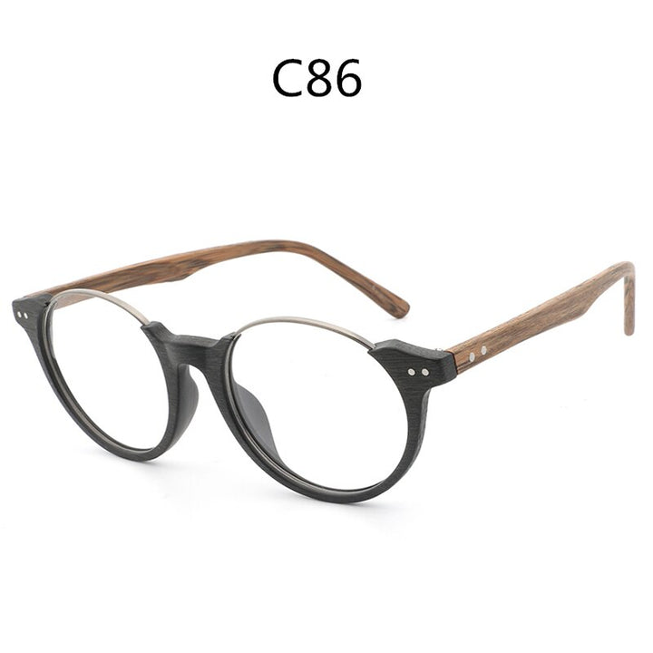 Hdcrafter Unisex Full Rim Square Wood Metal Frame Eyeglasses Ft5359 Full Rim Hdcrafter Eyeglasses C86