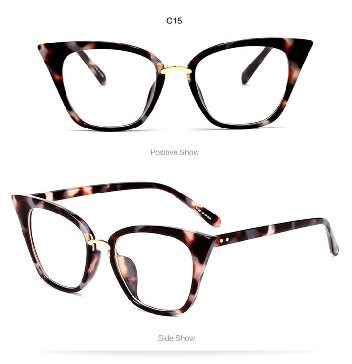 Hotony Women's Full Rim Acetate Cat Eye Frame Eyeglasses 97093 Full Rim Hotony