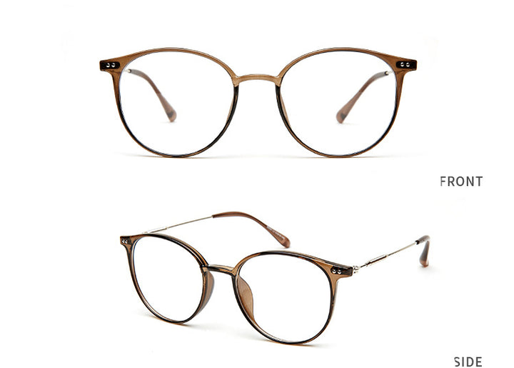 Hotony Unisex Full Rim Round Acetate Alloy Frame Eyeglasses Full Rim Hotony