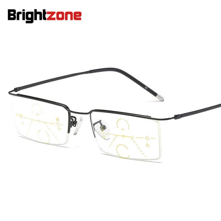 Brightzone Men's Reading Glasses Semi Rim Alloy Progressive Reading Glasses Brightzone