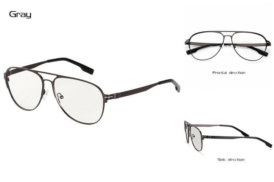 Hotony Men's Full Rim Round Alloy Double Bridge Frame Eyeglasses Full Rim Hotony