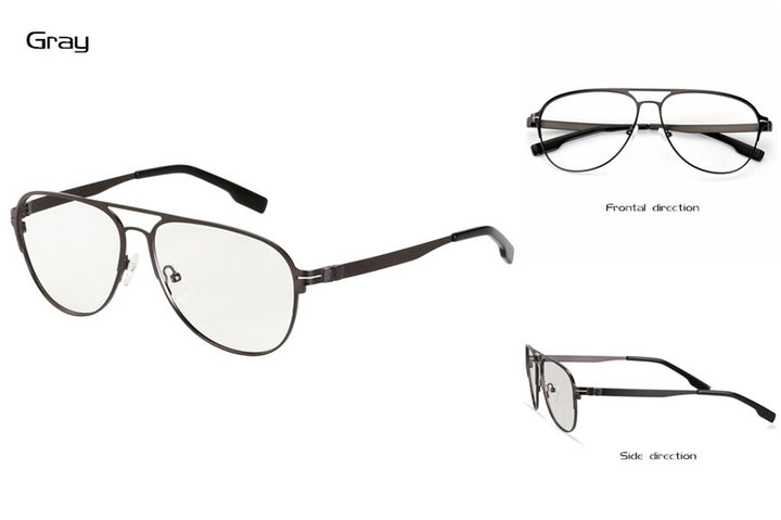 Hotony Men's Full Rim Round Alloy Double Bridge Frame Eyeglasses Full Rim Hotony