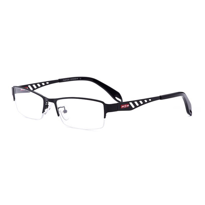 Hotochki Men's Semi Rim Rectangular Alloy Frame Eyeglasses Semi Rim Hotochki black