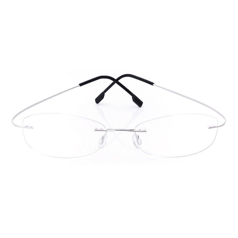 Handoer Unisex Rimless Customized Shaped Lenses 865 Titanium Eyeglasses Rimless Handoer Silver