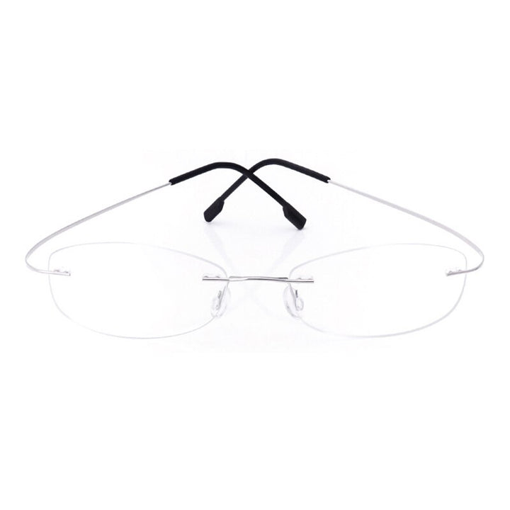Handoer Unisex Rimless Customized Shaped Lenses 865 Titanium Eyeglasses Rimless Handoer Silver