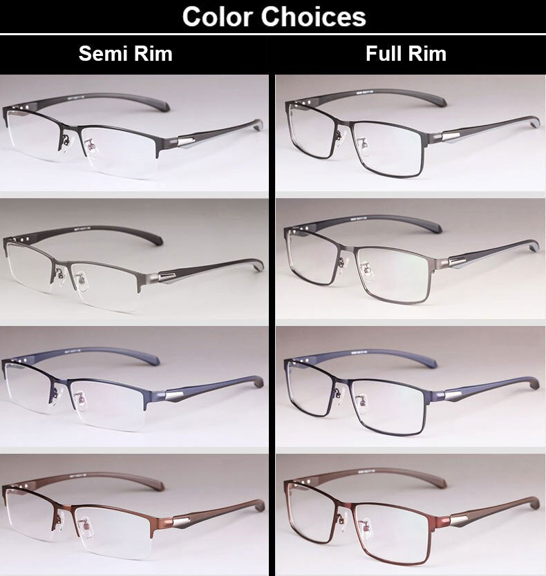 Hotochki Men's Full/Semi Rim Rectangular IP Electroplated Alloy Frame Eyeglasses Semi Rim Hotochki
