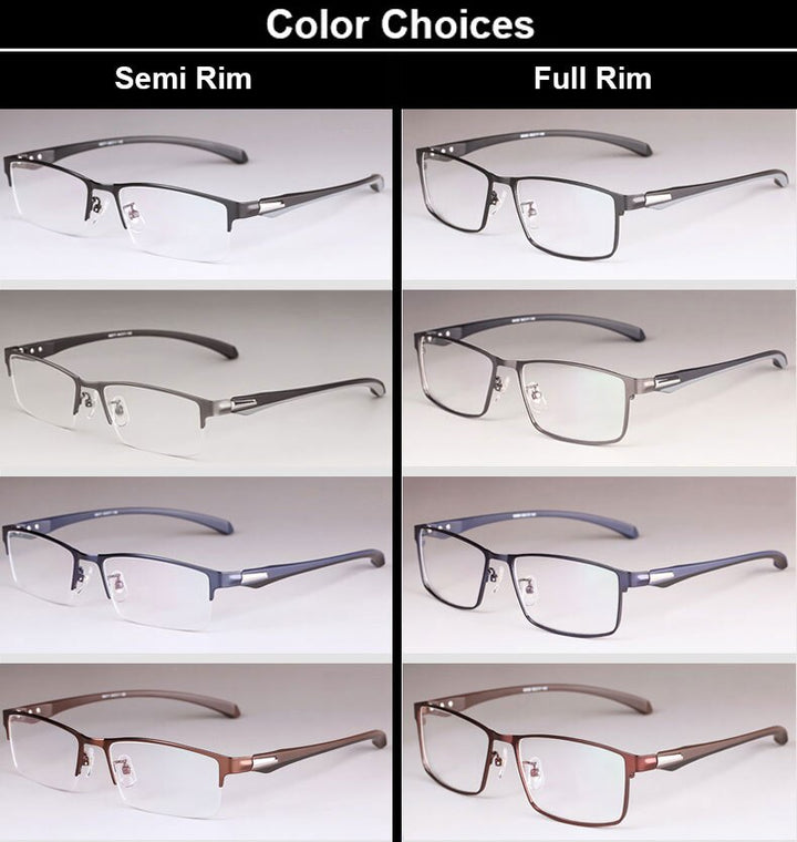 Hotochki Men's Full/Semi Rim Rectangular IP Electroplated Alloy Frame Eyeglasses Semi Rim Hotochki