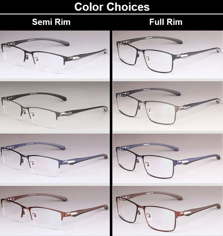 Hotochki Men's Full/Semi Rim Rectangular IP Electroplated Alloy Frame Eyeglasses Semi Rim Hotochki   