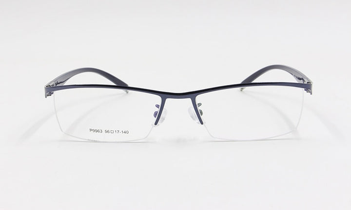 Men's Semi Rim Square Titanium Alloy Eyeglasses P9963 Semi Rim Bclear