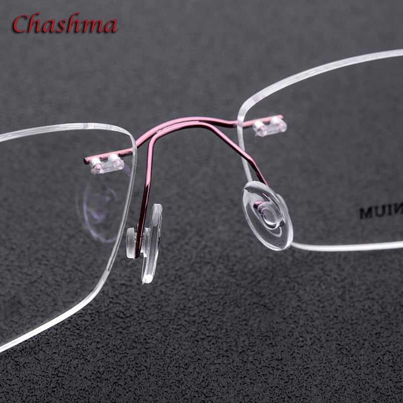 Chashma Ochki Unisex Rimless Square Titanium Eyeglasses 9609 Rimless Chashma Ochki