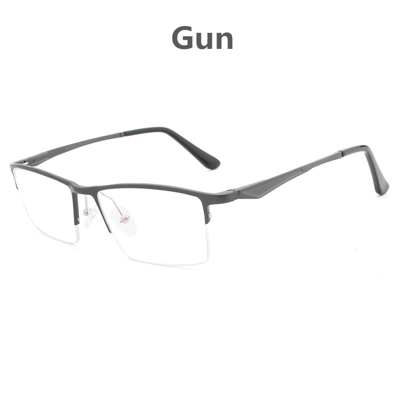 Hdcrafter Unisex Semi Rim Titanium Rectangular Square Frame Eyeglasses Lp6265 Semi Rim Hdcrafter Eyeglasses Gun