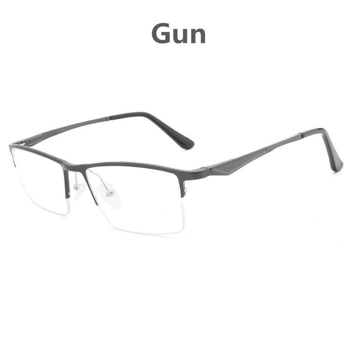 Hdcrafter Unisex Semi Rim Titanium Rectangular Square Frame Eyeglasses Lp6265 Semi Rim Hdcrafter Eyeglasses Gun