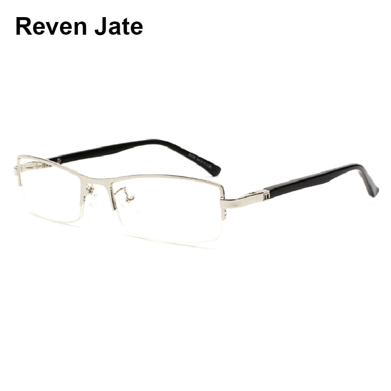 Reven Jate Men's Semi Rim Rectangle Tr 90 Titanium Eyeglasses 9036 Semi Rim Reven Jate