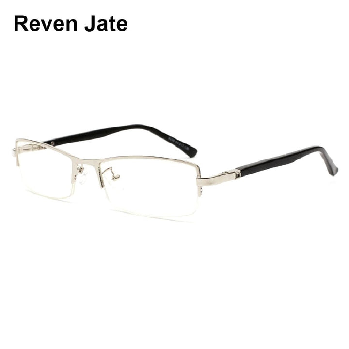 Reven Jate Men's Semi Rim Rectangle Tr 90 Titanium Eyeglasses 9036 Semi Rim Reven Jate