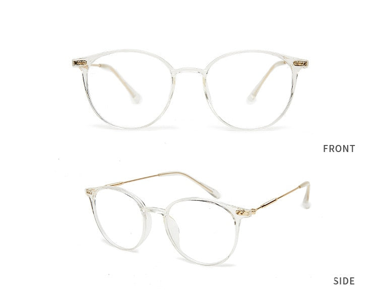 Hotony Unisex Full Rim Round Acetate Alloy Frame Eyeglasses Full Rim Hotony