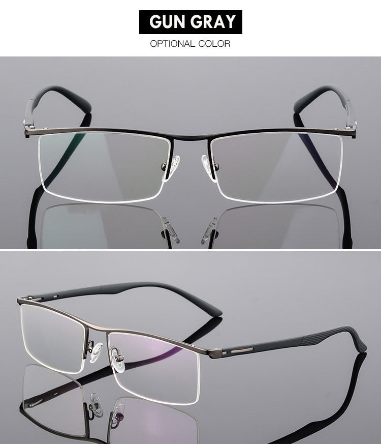 Men's Titanium Alloy Eyeglasses Half Rim Frame P8831 Semi Rim Bclear