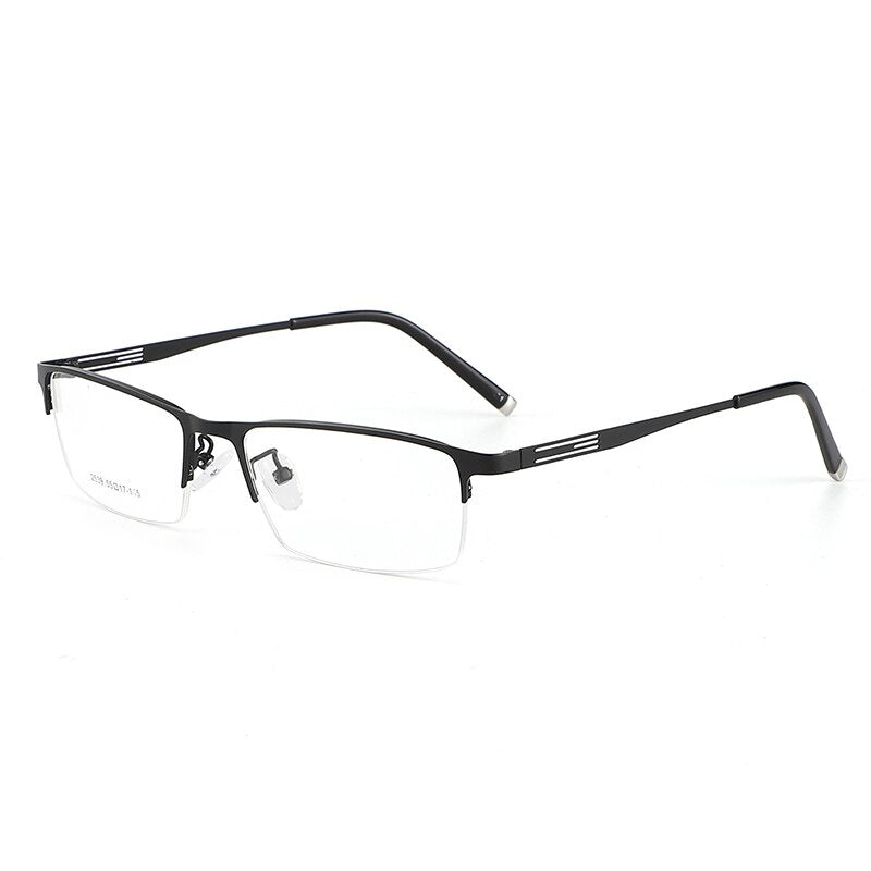 Men's Titanium Alloy Square Semi Rim Eyeglasses Sc2539 Semi Rim Bclear black