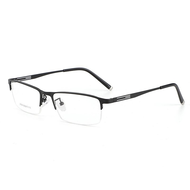 Men's Titanium Alloy Square Semi Rim Eyeglasses Sc2539 Semi Rim Bclear black