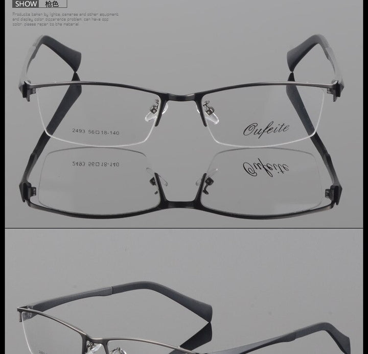 Men's Semi Rim Square Alloy Eyeglasses 2493 Semi Rim Bclear