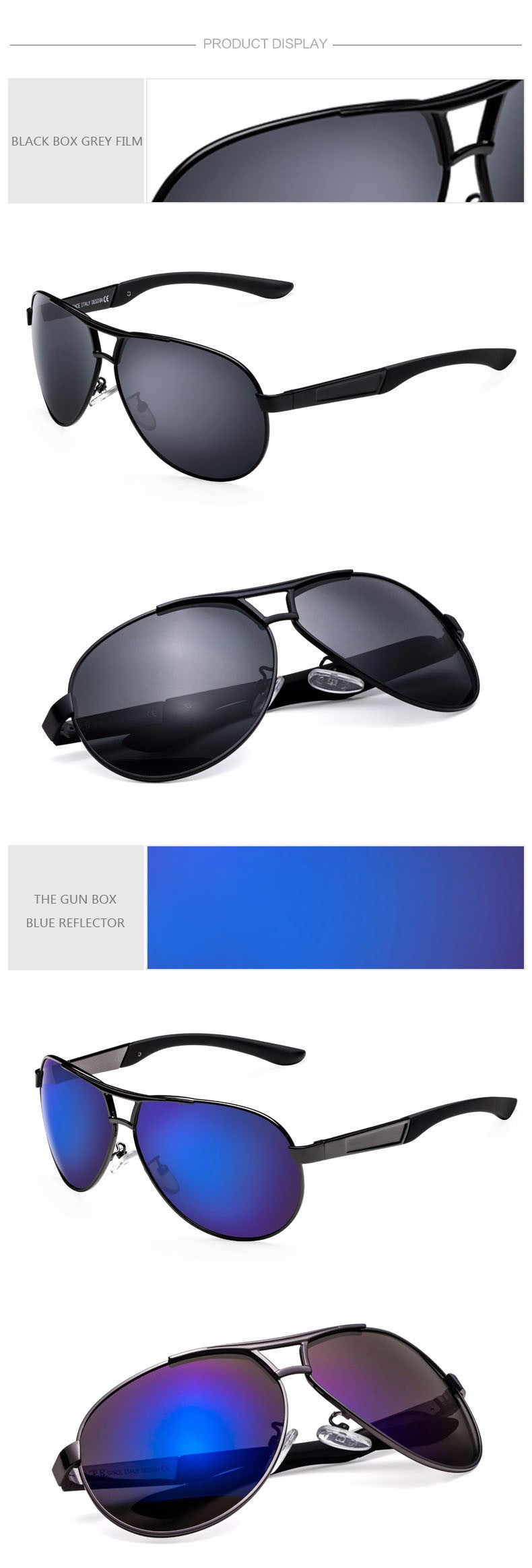 Reven Jate Men's Full Rim Oval Alloy Polarized Sunglasses 0718 Sunglasses Reven Jate