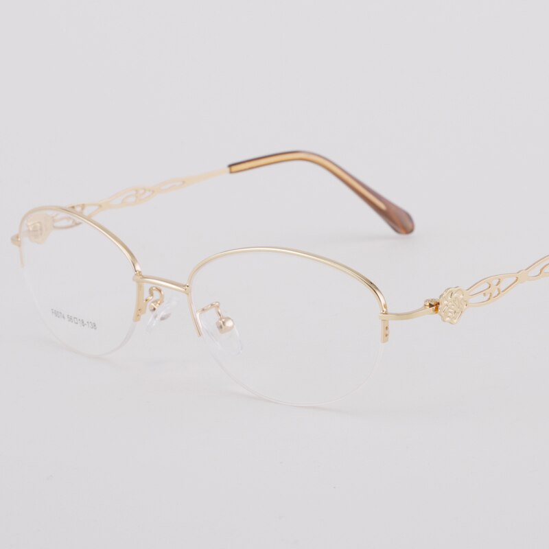 Women's Half Rim Alloy Frame Eyeglasses 6074 Semi Rim Bclear Gold