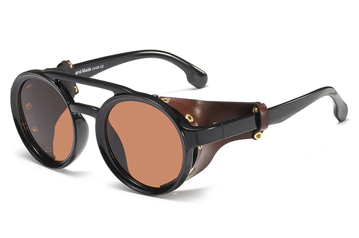 CCspace Men's Full Rim Round Resin Double Bridge Frame Sunglasses 45746 Sunglasses CCspace Sunglasses C3 brown tea