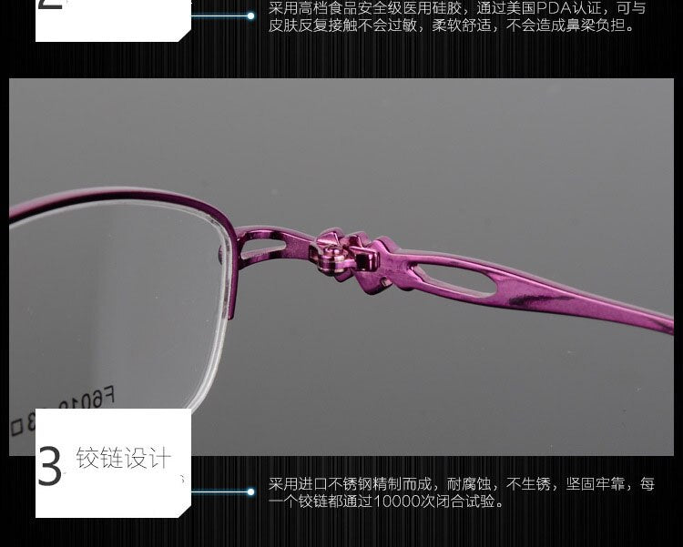 Women's Semi Rim Alloy Frame Eyeglasses F6019 Semi Rim Bclear